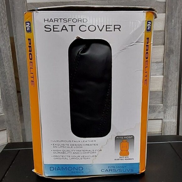 ProElite Black Low Back Faux Leather Seat Cover Set 2 Piece - Picture 9 of 10